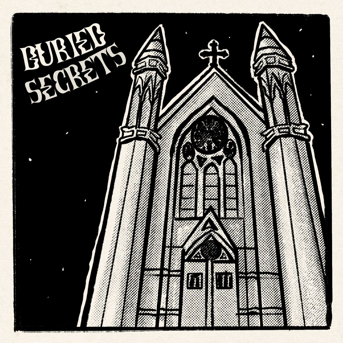 A sketch of Trinity Lutheran Church in Astoria, NY. Not haunted, as far as I know.