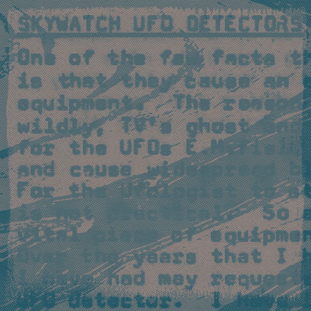 a digital collage of an ad for UFO detectors in Skywatch magazine