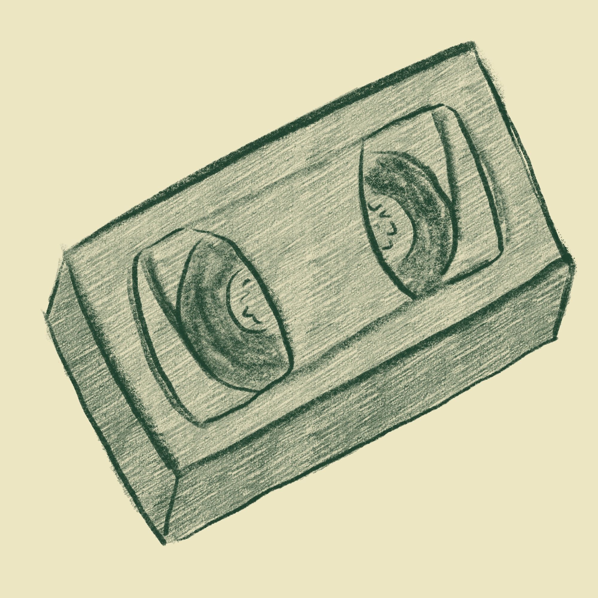 a digital sketch of a VHS tape