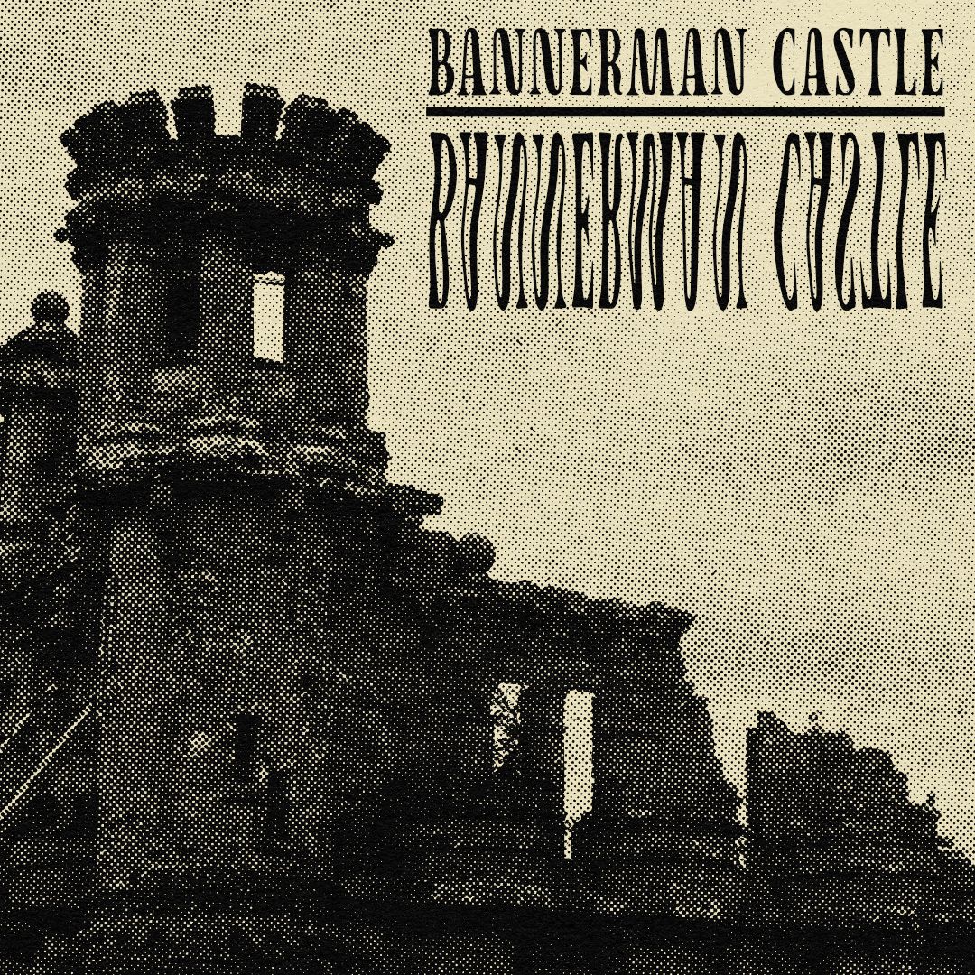 a halftone image of the ruins of a castle