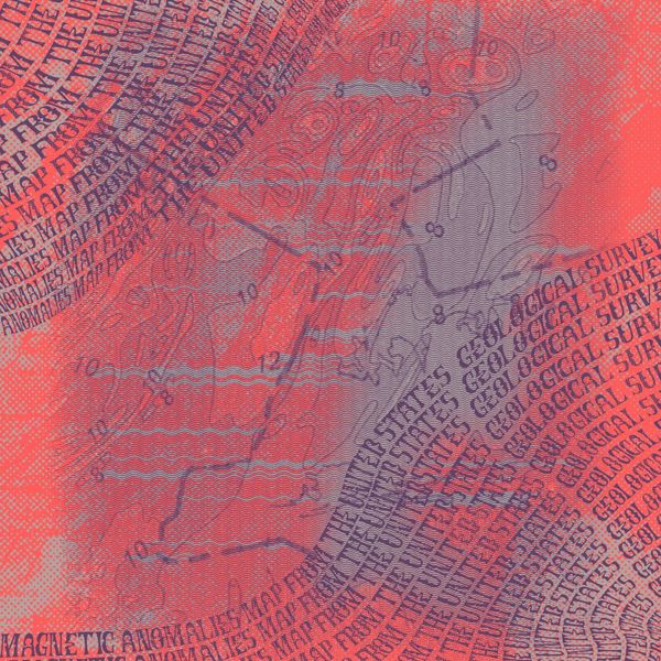 a digital collage of multiple magnetic maps and the words "magnetic anomalies map from the United States geological survey" 