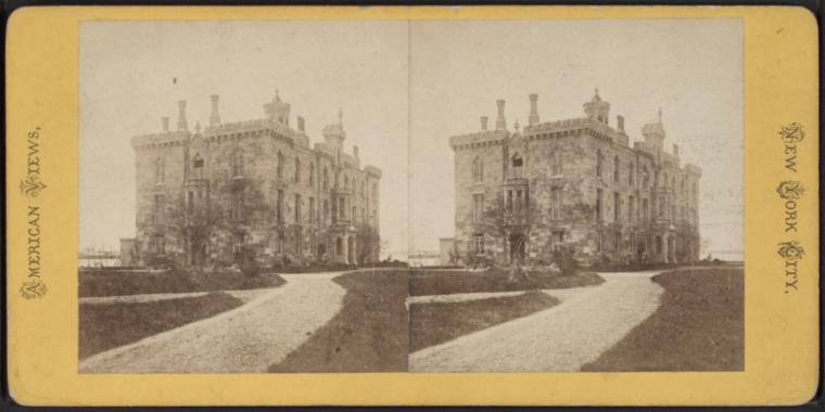 Stereoscope image of Renwick Smallpox Hospital